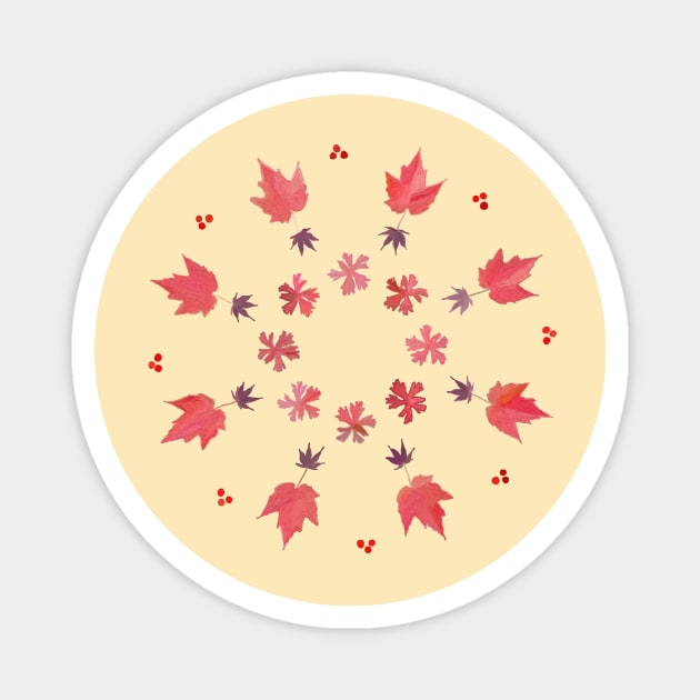 Maple Leaf Circle Magnet by Veralex